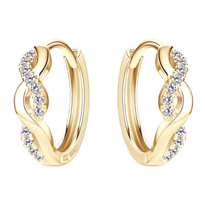 10K ድፍን ወርቅ የተጠማዘዘ ሞይሳኒት ሁፕ የጆሮ ጌጥ